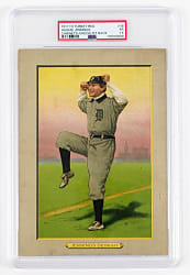 1911 T3 Turkey Red Cabinets #18 Hughie Jennings Checklist Back PSA FAIR 1.5