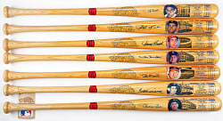 Hall of Famer Signed Cooperstown Bat. Co. Famous Player Series Bats (7) with Musial, Reese & T. Williams