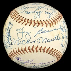 1958 World Champions New York Yankees Team Signed Baseball with (22) Signatures