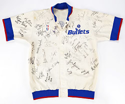 1987 Ledell Eackles Game-Used Washington Bullets Shooting Shirt Signed by (80+) Including (7) Hall of Famers