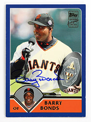 2005 Topps Barry Bonds #6 MVP Autographs # 3/6 - Hobby Pack Odds (1:222,792)