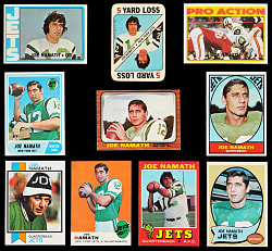 1966-1973 Topps Football Joe Namath Run (10) with 1972 Topps High Number #343