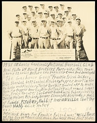 1931 St. Louis Cardinals World Champions Block Brothers Real Photo Team Postcard
