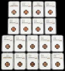 1951-1967 Lincoln Cent NGC Graded Proof and Uncirculated Coins (18) with 1956-1964 PF 69 RD Run (10)