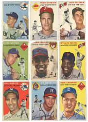 1954 Topps Near Complete Set (240/250) with #90 Willie Mays & #94 Ernie Banks Rookie