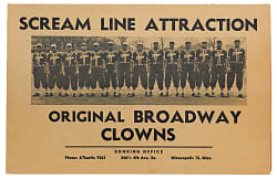 1950s "Original Broadway Clowns" Negro Baseball Team Advertising Scorecard