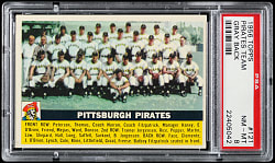 1956 Topps #121 Pittsburgh Pirates Team Card, Gray Back PSA NM-MT 8