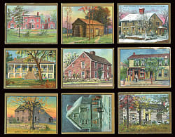 1911 T69 Helmar Historic Homes Near-Complete Set (49/50) with Original Turkish Cigarettes Box