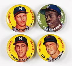 1956 Topps Pins Starter Set (23) with (3) Hall of Famers Including Hank Aaron
