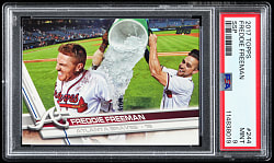 2017 Topps #244 Freddie Freeman "Ice Bath" Super Shortprint PSA MINT 9