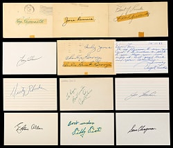 1940s to 1990s Signed Postcards (1,010) and Index Cards (340) Balance of Collection