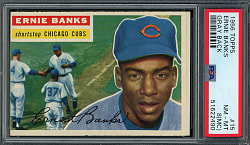 1956 Topps #15 Ernie Banks (Gray Back) PSA NM-MT 8 (oc)