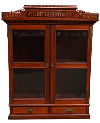1883 P. Lorillard & Co. Tin Tag Tobacco Countertop Display Cabinet