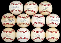 Single Signed Hall of Fame & Star Baseball Collection (11) with Hank Aaron, Nolan Ryan, Tom Seaver