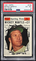 1961 Topps #578 Mickey Mantle All-Star High Number PSA EX-MT 6