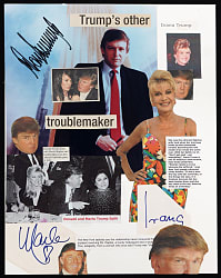 President Donald Trump Triple-Signed Collage Display with Donald, First Wife Ivana & Second Wife Marla