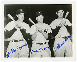 Joe DiMaggio, Mickey Mantle and Ted Williams Signed 8" x 10" Photograph