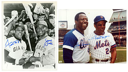 Hall of Famer Dual-Signed Photographs (2) with Ernie Banks/Willie Mays & Hank Aaron/Willie Mays