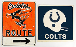 1970s Baltimore Memorial Stadium Metal Street Signs (2) with Orioles & Colts