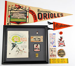 1954-1970s Baltimore Orioles Treasure Chest (28) With First Year Items, (3) 1966-1970 World Series Full Tickets