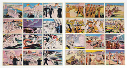 1941 R157 Uncle Sam/R158 Uncle Sam's Home Defense Uncut Paper Sheets (6) with 72 Total Cards - Scarce