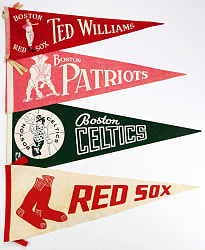 1940s-1970s Boston Red Sox/Patriots/ Celtics Pennant Collection (13) with Ted Williams