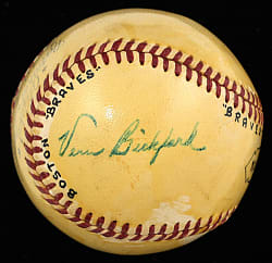 8/11/1950 Vern Bickford Single-Signed ONL/Frick No-Hitter Trophy Baseball