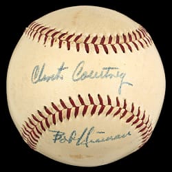 Clint Courtney & Bob Nieman Dual-Signed OAL/Harridge Baseball - Both Tough Signatures