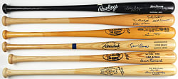 Negro League Star Signed Bat Collection (6) with Mays, Banks, Dandrige & Multi-Signed