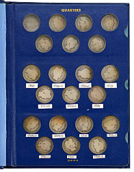 1892-1916 Barber Quarter Near-Complete Set (71/74)