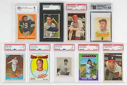 1948-1979 Multi-Sport Graded Collection (50) with (25) Hall of Famers Including Howe, Mantle & Ruth