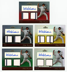 2011 Topps Tribute Mike Mussina Certified Autograph/Dual Relic Complete Rainbow Set (5) with #1/1