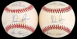 Nolan Ryan Signed Stat Ball and "The Kings" Ball Signed by Aaron, Rose & Ryan