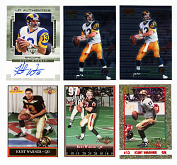 1995-2012 Kurt Warner Collection (58) with (3) Iowa Barnstormers Pre-Rookies, Rookies & Certified Autograph
