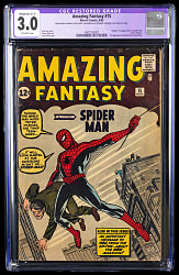Lot # 6: 1962 Marvel Amazing Fantasy #15 First Appearance of Spider-Man - CGC 3.0, Restored C-3