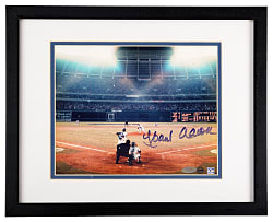 Legends of Sport Signed Photographs in Framed Displays (3) with Hank Aaron, Barry Bonds & Julius Erving - Each Individually Certified