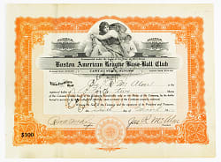 1912 Boston Red Sox Stock Certificate Signed by Owners Jimmy McAleer and Joseph Lannin