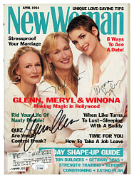 1994 Meryl Streep, Glenn Close & Winona Ryder Multi-Signed New Woman Magazine - JSA