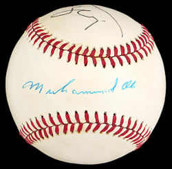 Muhammad Ali and Joe Frazier Dual-Signed Baseball