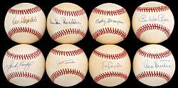 Brooklyn/Los Angeles Dodgers Hall of Fame Single-Signed Baseballs (8) with Koufax, Drysdale, Herman, Durocher