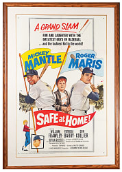 1962 "Safe at Home!" One-Sheet Movie Poster with Mickey Mantle and Roger Maris in Framed Display