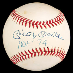 Mickey Mantle Single-Signed OAL/Brown Baseball with "HOF '74" Inscription - Full JSA LOA
