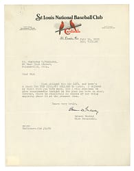 1933 Branch Rickey Typed Letter Signed on St. Louis Cardinals Letterhead - Full PSA LOA