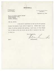 1944 Kenesaw Landis Typed Letter Signed - Full JSA LOA