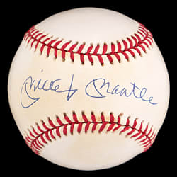 Mickey Mantle Single-Signed OAL/Brown Baseball - UDA