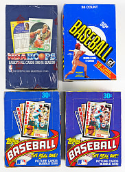 1981-1991 Baseball & Basketball Unopened Wax Box Collection (4) with (2) 1984 Topps Baseball