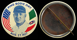 1927 Ping Bodie Day Pin-Backed Button - Extremely Rare!