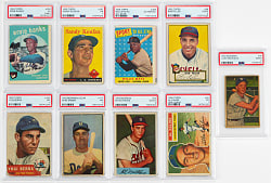 1952-1959 Baseball PSA Graded Collection (9) with (8) Hall of Famers Including Koufax, Mays & 1952 Topps Feller