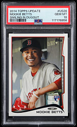 2014 Topps Update #US26 Mookie Betts "Smiling in Dugout" Rookie Shortprint Variation PSA GEM MINT 10