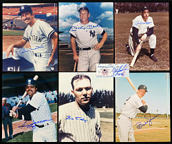 New York Yankees Signed 8x10 Photos (62) With DiMaggio, Mantle & Martin Plus Doc Gooden No-Hitter Signed Ticket Stub
